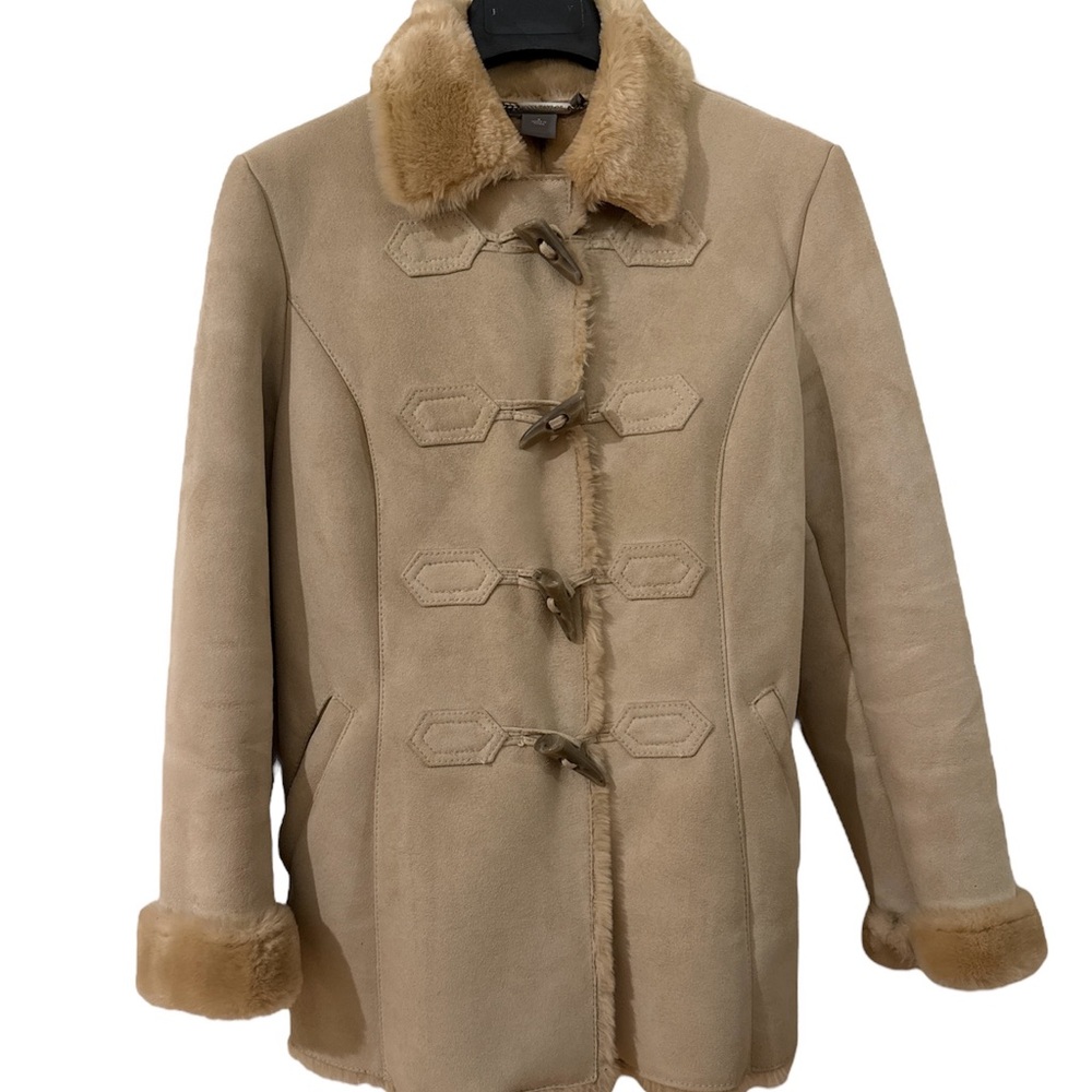 Ann Taylor Beige Faux Shearling Coat sz Small